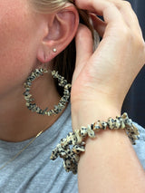 Dalmatian Jasper Bracelet and Large Hoop Earring Jewelry Set