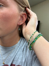 Green Crystal Jewelry Set, Wrap Bracelets & Lion Paw Earrings