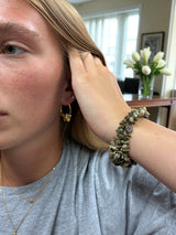 Unakite Jewelry Set, Wrap Bracelet & Hoop Earrings