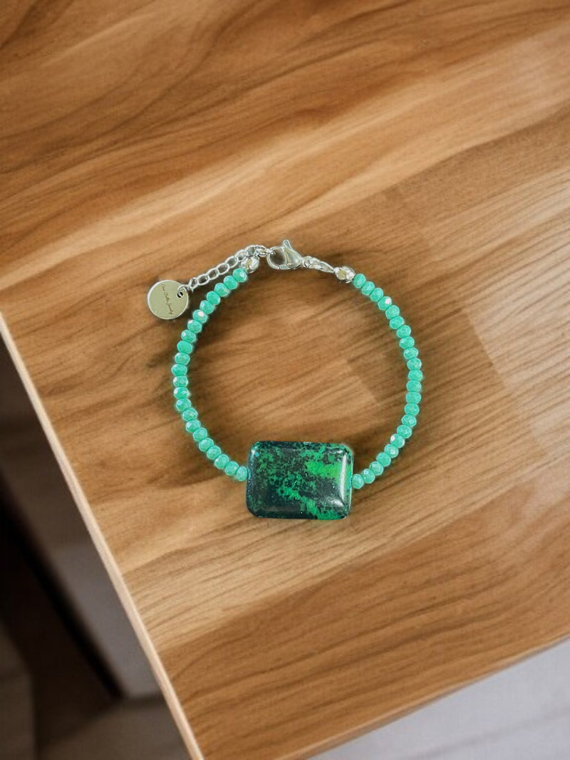 Chrysocolla and Turquoise Bead Bracelet | A Touch of Serenity