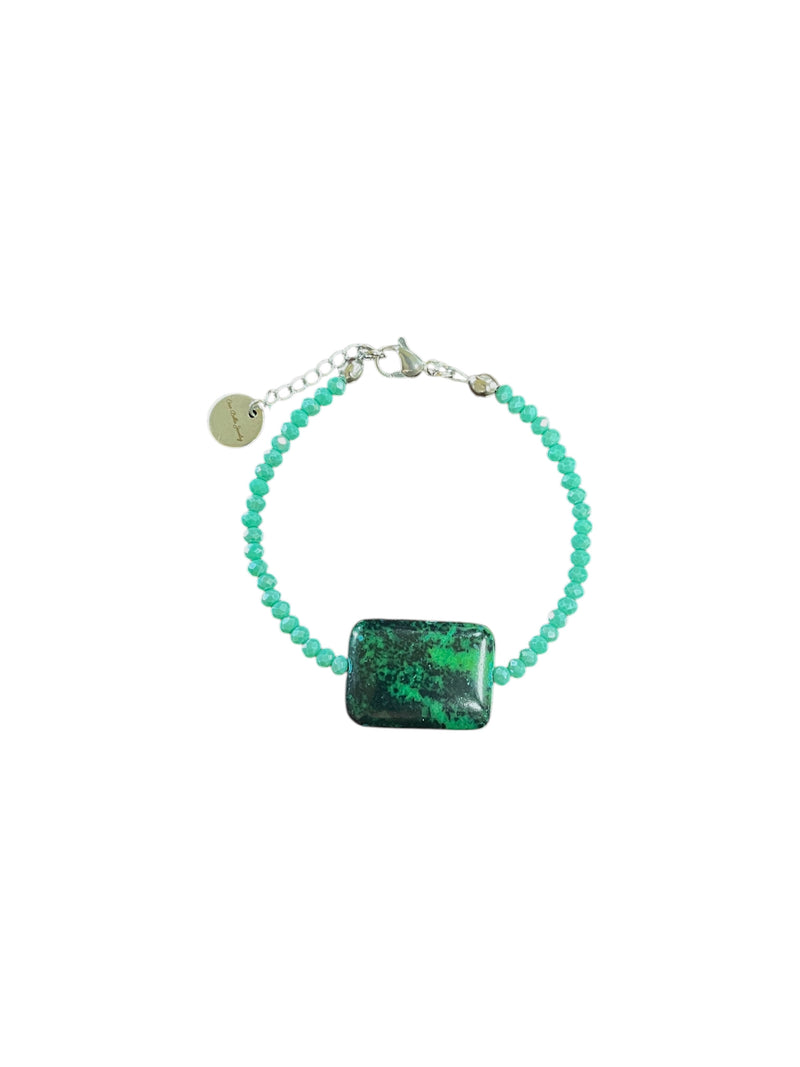 Chrysocolla and Turquoise Bead Bracelet | A Touch of Serenity
