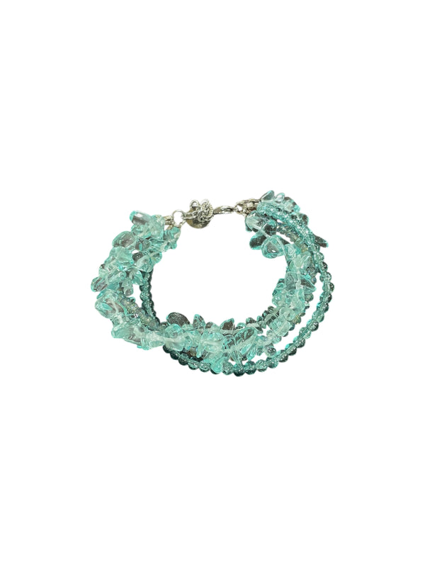 Multi-Strand Gemstone Bracelet | A Harmonious Blend of Aquamarine, Rhodonite, and Yellow Quartz