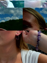 Amethyst Jewelry Set, Wrap Bracelet & Hoop Earrings