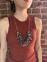 Gemstone Starlight Spray Statement  Necklace - Amethyst, Malachite, Amazonite