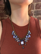 Gemstone Cluster Bib Necklace - Tiger Eye, Turquoise Amazonite, Amethyst, Blue Agate, Apatite, and Sodalite