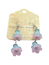 Delicate Lucite Flower Double Dangle Earrings | Handmade | Assorted Colors