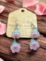 Delicate Lucite Flower Double Dangle Earrings | Handmade | Assorted Colors