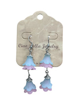 Delicate Lucite Flower Double Dangle Earrings | Handmade | Assorted Colors