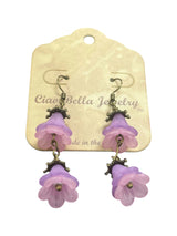 Delicate Lucite Flower Double Dangle Earrings | Handmade | Assorted Colors