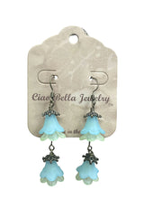 Delicate Lucite Flower Double Dangle Earrings | Handmade | Assorted Colors