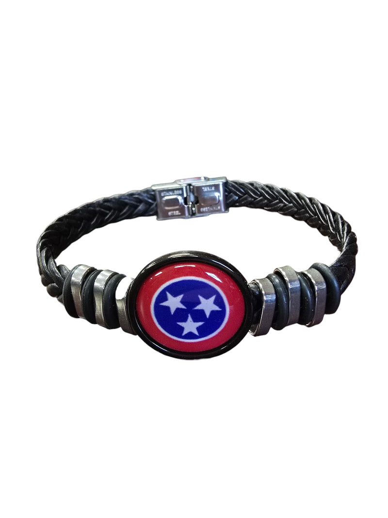 Tennessee Flag Braided Leather Bracelet | Unique State Pride Jewelry | Handmade