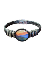 Sunset Mountains Braided Leather Bracelet | Nature-Inspired Jewelry | Handmade