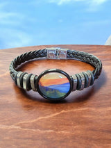 Sunset Mountains Braided Leather Bracelet | Nature-Inspired Jewelry | Handmade