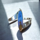 Sterling Silver Ellipse Cuff Bracelets with Resin | Orange, Purple, Blue | Handmade Jewelry