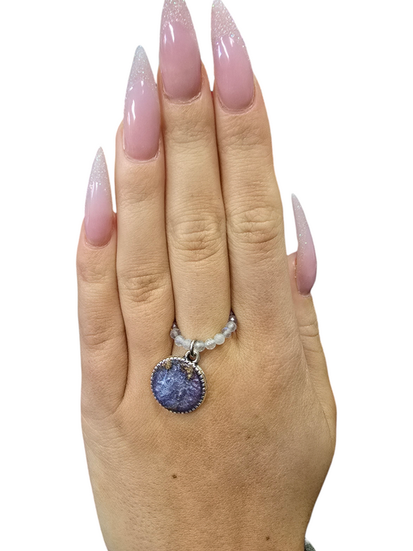 Resin Charm Stretch Ring | Unique Beaded Ring | Handmade Jewelry