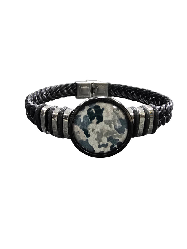 Camo Leather Bracelet | Military-Inspired Accessory | Handmade