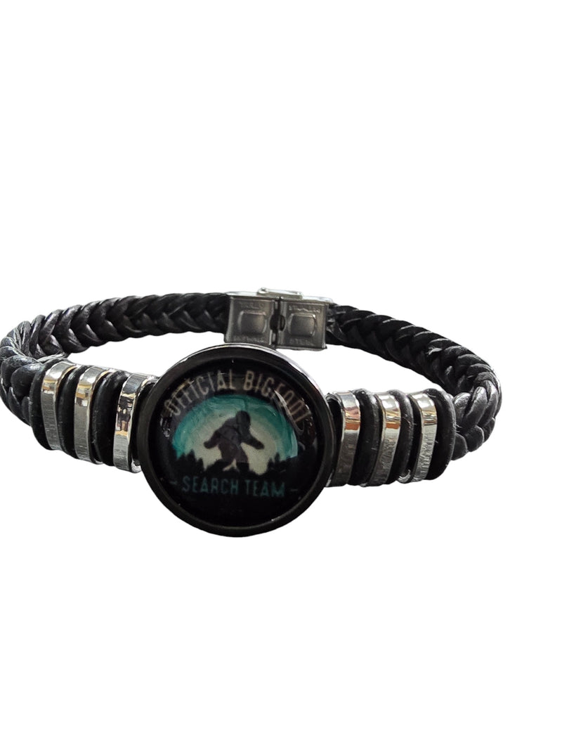 Sasquatch Braided Bracelet "Official Bigfoot Search Team" | Leather Bracelet | Unique Jewelry