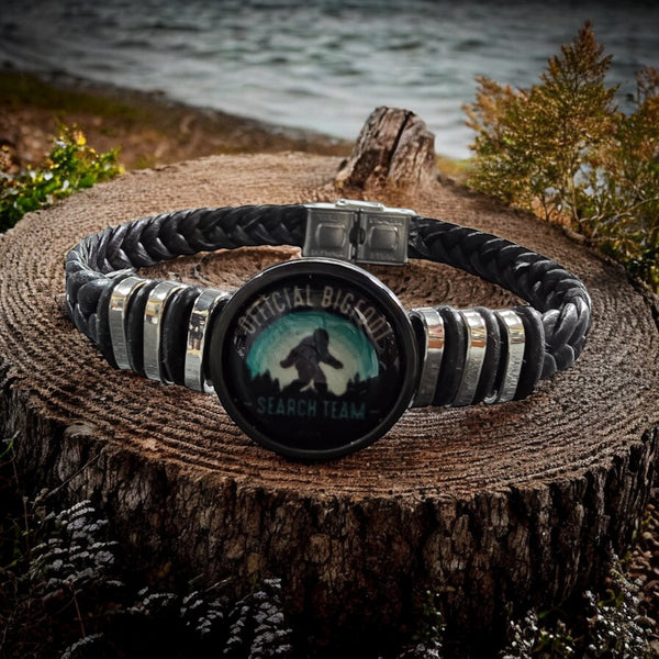 Sasquatch Braided Bracelet "Official Bigfoot Search Team" | Leather Bracelet | Unique Jewelry