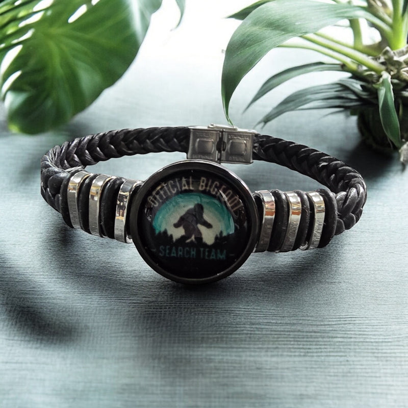 Sasquatch Braided Bracelet "Official Bigfoot Search Team" | Leather Bracelet | Unique Jewelry