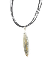 Gold and Gray Glitter Resin Pendant Necklace | Multi-Strand Cord | Sterling Silver