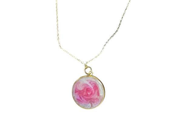 Gold-Plated Resin Pendant Necklace | Unique Handmade Jewelry