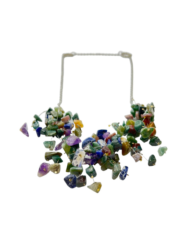 Multicolored Gemstone Starburst Spray Necklace | Unique Handmade Jewelry