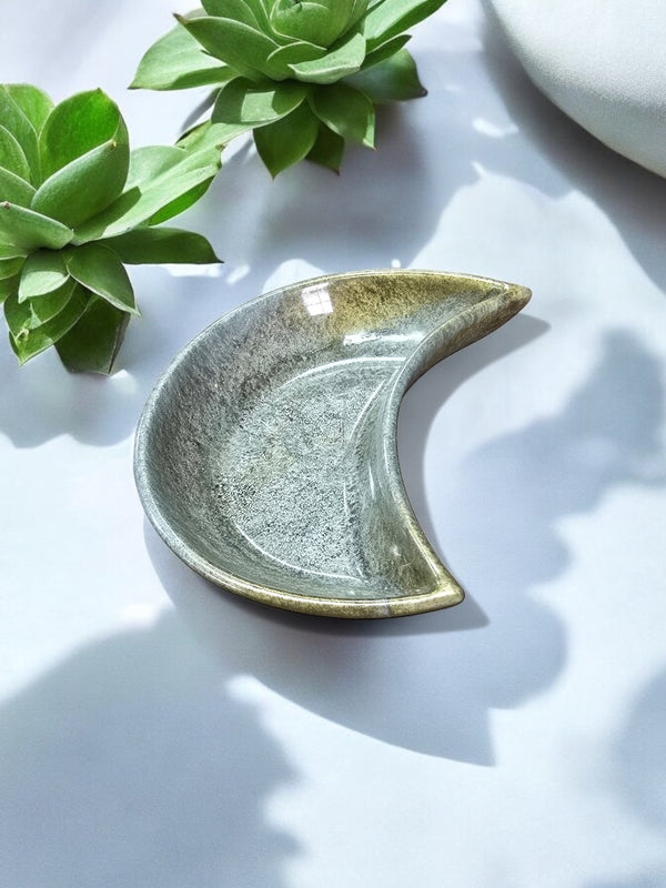 Moon-Shaped Resin Art Jewelry Dish | Unique Home Decor