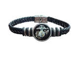 Black Braided Leather Bracelet with EGA Resin Centerpiece | Patriotic Jewelry