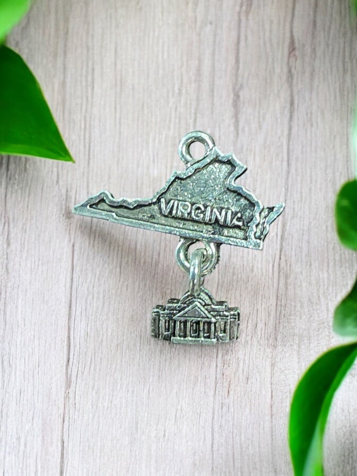 Silver Virginia State Pewter Charm | Travel Jewelry Accessory