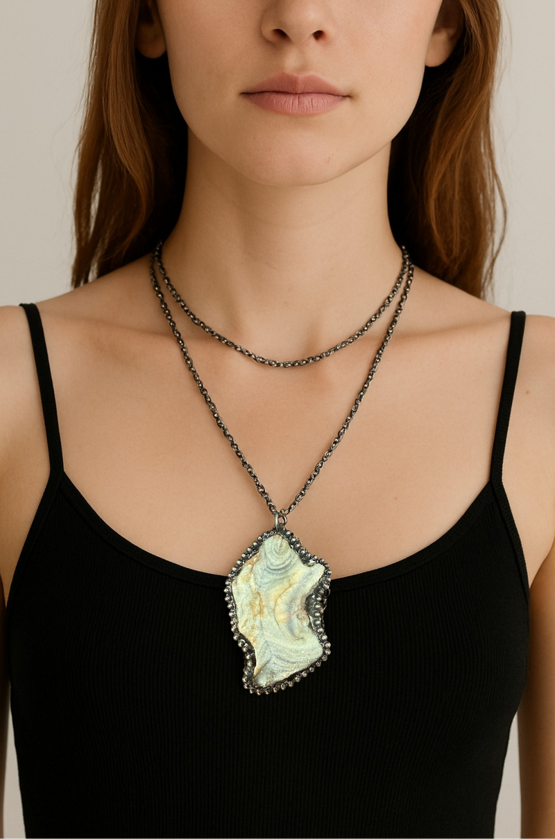 Cosmic Flow Long Layered Agate Necklace