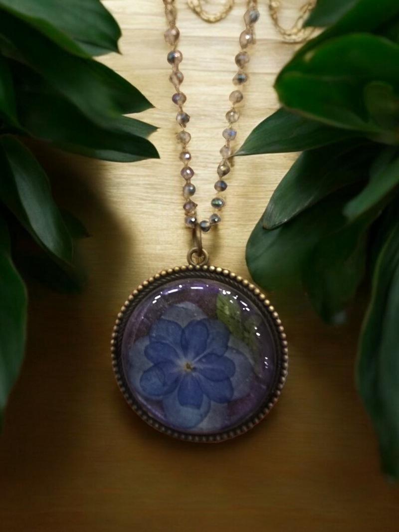 Pressed Flower Resin Necklace | Unique and Delicate