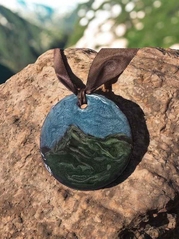 Hand-Painted Mountain Resin Ornament | Unique Home Decor