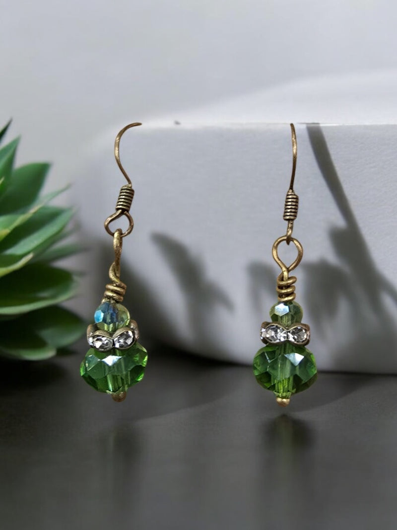 Double Crystal Bead Earrings | Variety of Colors | Elegant Jewelry