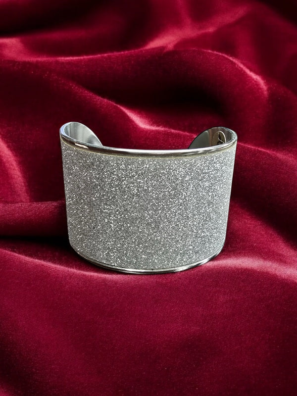 Sparkly Silver Stainless Steel Cuff Bracelet | Elegant and Timeless