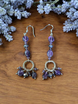 Amethyst, Tiger Eye, and African Turquoise Dangle Earrings | Unique Gemstone Jewelry