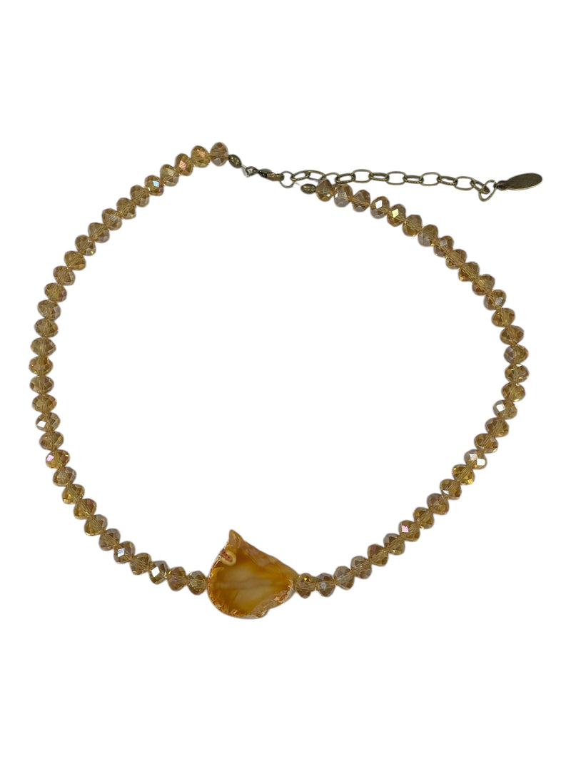 Champagne Crystal and Agate Necklace | Elegant and Timeless