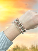 Multi-Strand Gemstone Bracelet | A Harmonious Blend of Aquamarine, Rhodonite, and Yellow Quartz