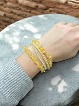 Multi-Strand Gemstone Bracelet | A Harmonious Blend of Aquamarine, Rhodonite, and Yellow Quartz