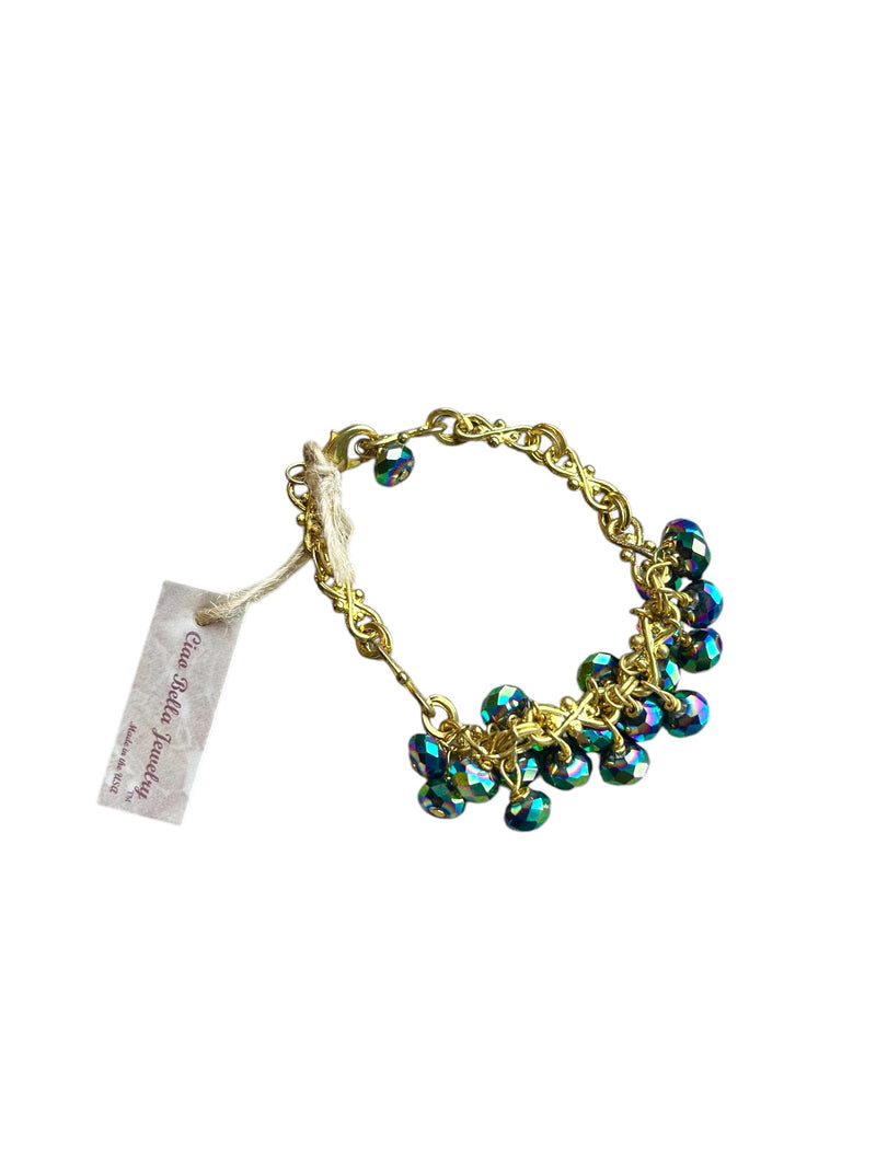 Rainbow Iridescent Beaded Bracelet with Gold Chain | A Boho Chic Statement