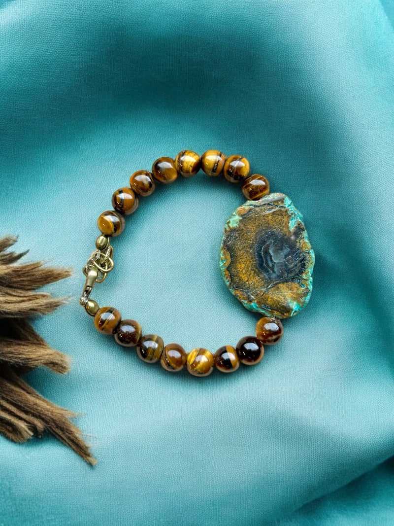 Tiger's Eye and Turquoise Agate Stretch Bracelet | A Powerful and Elegant Combination