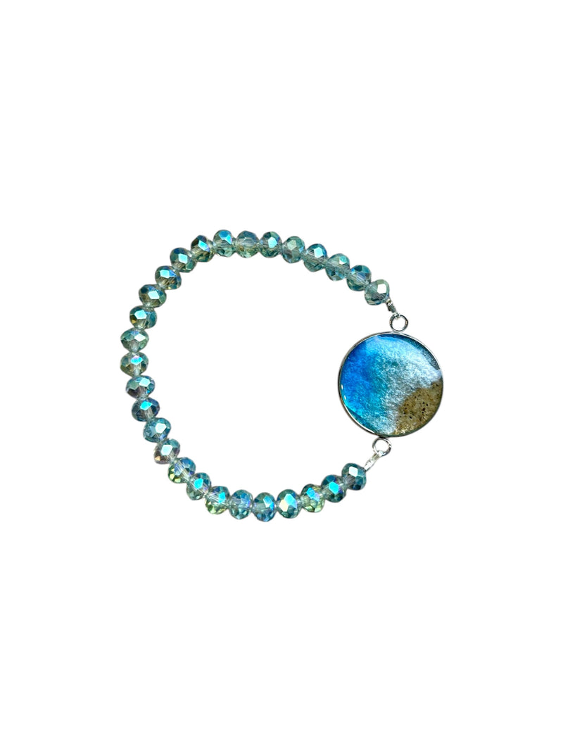 Elastic Turquoise Beach Resin Bracelet | Handmade, Unique, and Stylish