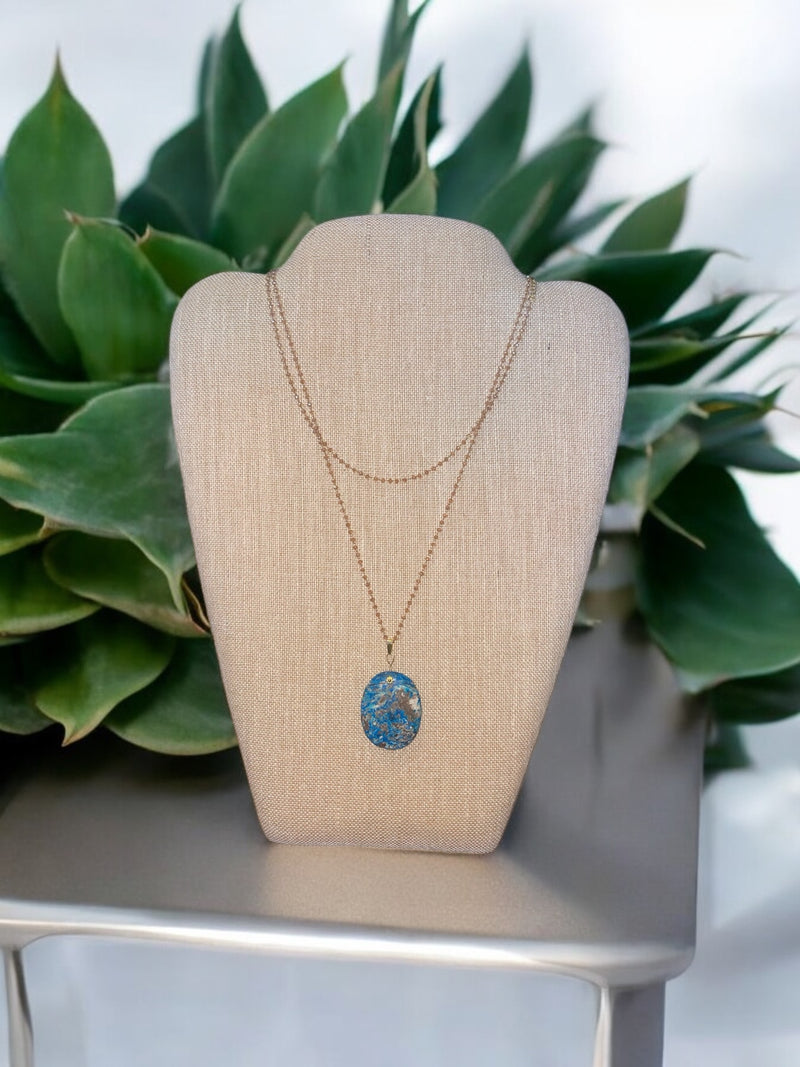 Circular Blue Crazy Lace Agate Necklace | A Unique and Calming Piece