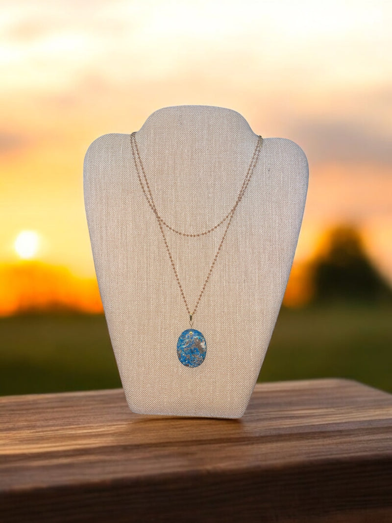 Circular Blue Crazy Lace Agate Necklace | A Unique and Calming Piece