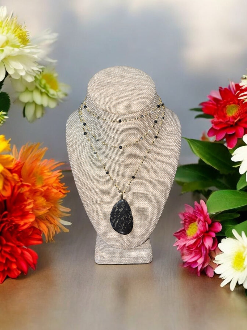 Black Pyrite Pendant Necklace | A Bold and Edgy Statement Piece