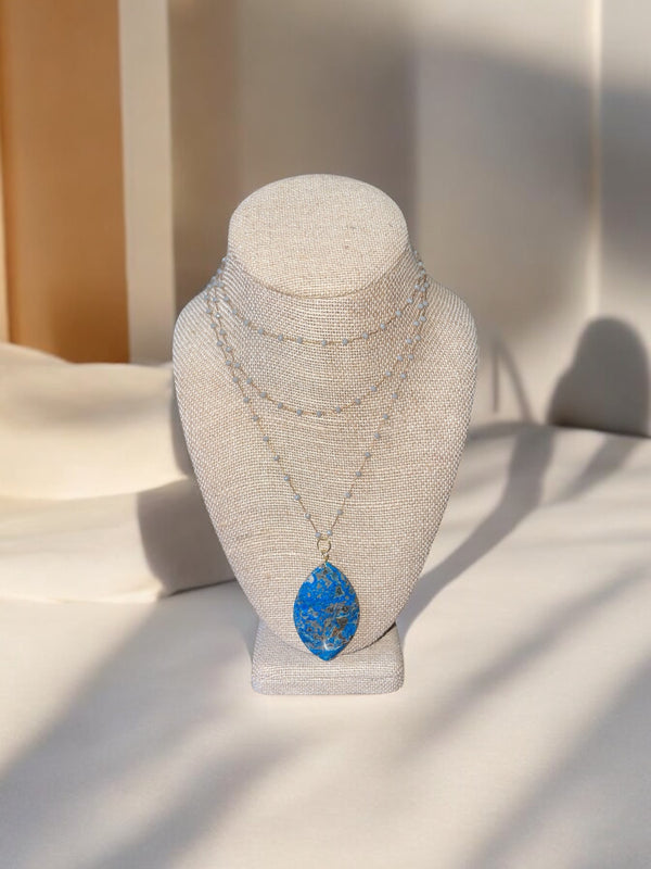 Blue Crazy Lace Oval Agate Necklace | A Unique and Calming Piece