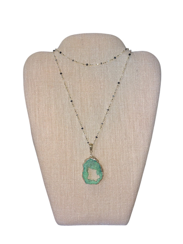 Green Agate Druzy Necklace | A Touch of Nature's Beauty