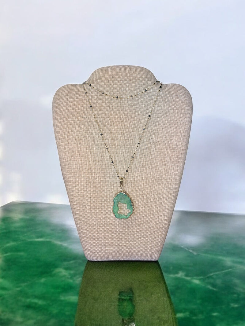 Green Agate Druzy Necklace | A Touch of Nature's Beauty