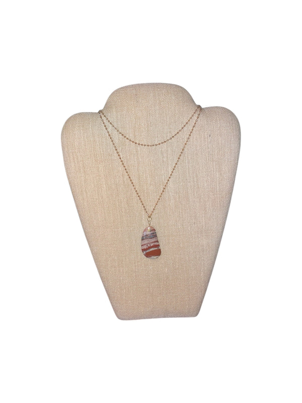 Striped Agate Stone Necklace - A Unique and Eye-Catching Piece