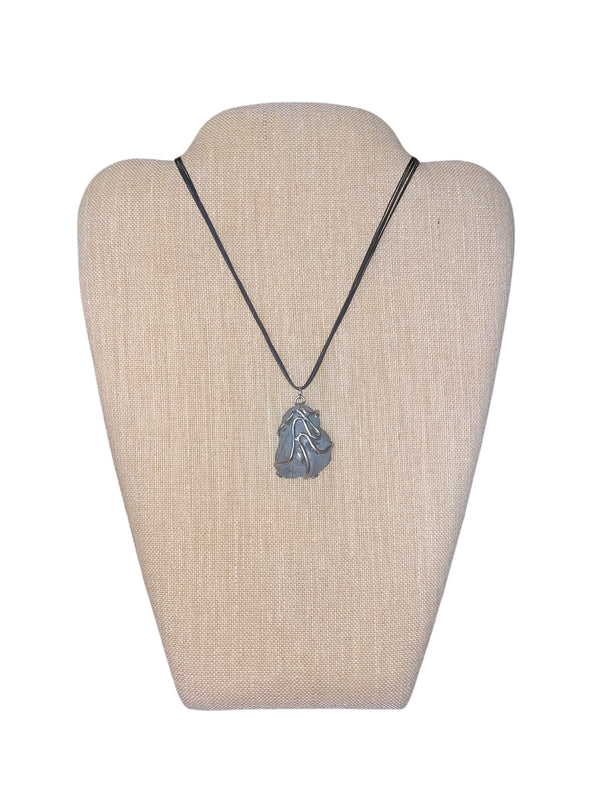 Silver Agate Druzy on Black Cord | A Sleek and Modern Piece