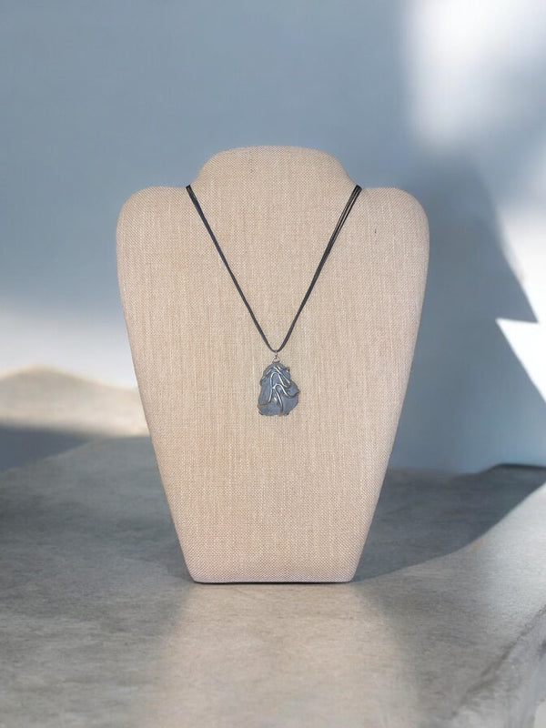 Silver Agate Druzy on Black Cord | A Sleek and Modern Piece